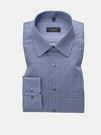 Eterna print skjorte i blå med gråt og matchende knapper. Comfort Fit 3425 18 E18E